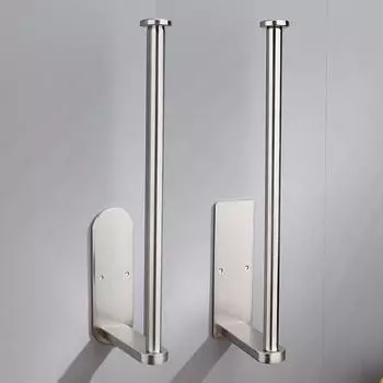 304 Stainless Steel Paper Holder Punching Free Adhesive Brushed Toilet Paper Towel Rack Tissue Roll Hanging for Kitchen Bathroom