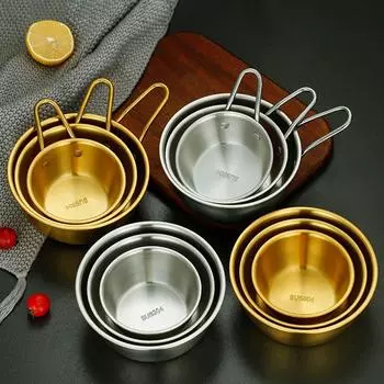 304 Stainless Steel Rice Bowl with Handle for Sauce and Cold Drinks