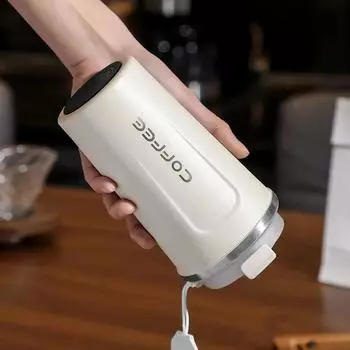 304 Stainless Steel Smart Coffee Tumbler Thermos Cup 380ml 510ml Solid Color Coffee Cup Double-layer Portable Travel Mug 380ml белый