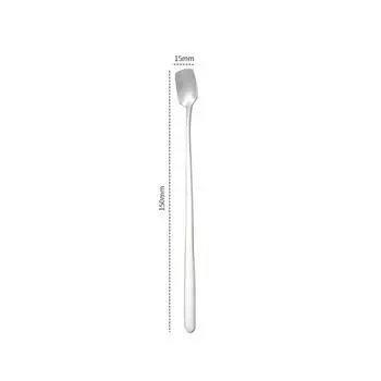 304 Stainless Steel Square Coffee Spoons Tea Milk Cocktail Stirring Spoon Long Handle Ice Cream Dessert Spoons Kitchen Barware