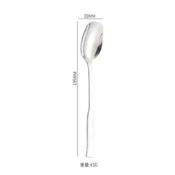 304 Stainless Steel Square-headed Spoon Long Handle Western Dining Teaspoon Coffee Dessert Spoons Silver Tableware