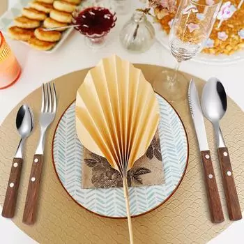 304 Stainless Steel Tableware Set Western Food Retro Home Outdoor Steak Knife and Fork Spoon Rosewood Handle YSH-10-3PS чёрный