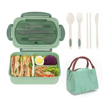 304 Stainless Steel Thermal Lunch Box Microwave Safe, Portable Bento Box for Adults Students Pp style three compartments
