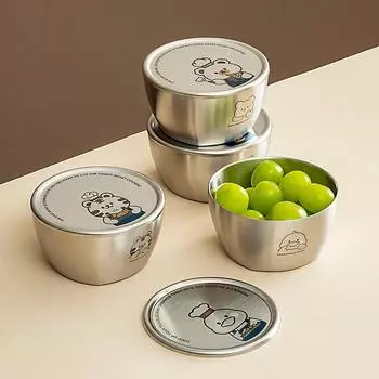 304 Stainless Steel Thickened Bowl Home Children s Fall-proof Anti-scald Baby Soup Bowl with Lid Cartoon Kindergarten Tableware