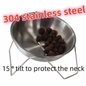304 stainless steel thickened cat and dog bowl with bracket fresh and simple bowl cat food and dog food drinking water bowl серебряный