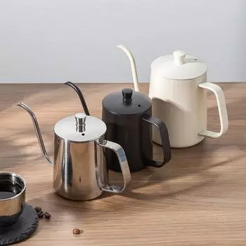 304Нержавеющая сталь капельный кофейник350 мл тонкий горлышко висячие уши длинный горлышко чайник для ручного заваривания с крышкой600 мл утолщенный Natural Color
