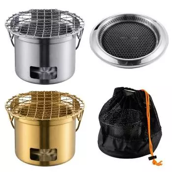 304Stainless Steel Outdoor Cooking Stove Multifunctional Cookware Portable Campfires Grills Burning Stove for Outdoor