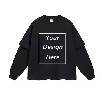 305 г/м 100% хлопок стираная футболка с индивидуальным рисунком принт мужские футболки с длинным рукавом S