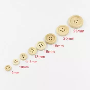 30-100 шт., круглые пуговицы разных размеров, смешанные деревянные пуговицы, натуральный цвет, 4 отверстия, аксессуары для шитья «сделай сам», скрапбукинг 20mm 40pcs