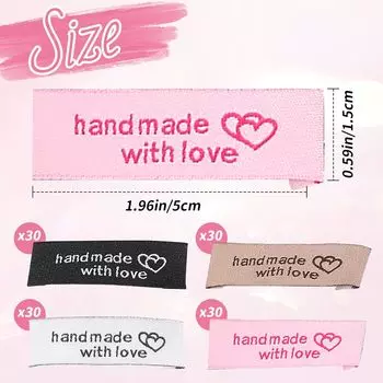 30/120 шт. персонализированные швейные этикетки, пришивные этикетки для одежды, переплетенные сердечки, тканевые этикетки для изделий ручной работы своими руками