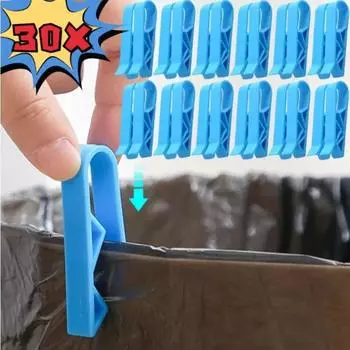 30/1 шт. Фиксированные зажимы для мусорного контейнера, зажим для фиксации мусорной корзины, практичный противоскользящий держатель для мусорного мешка, зажим для запечатывания пакетов для закусок 1pcs