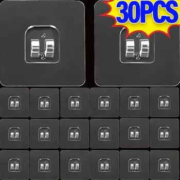 30-1 шт. прозрачные двойные крючки настенные прочные двойные когти крепкие крючки для наклеек ванная комната душевая корзина подвесные держатели 1PC