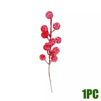 30/1PCS Artificial Frost Berries Christmas Red Berry Branch Ornament New Year Party Xmas Tree Decoration DIY Wreath Fake Flowers