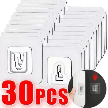 30/2 шт. двухсторонние клейкие крючки прозрачный крючок для хранения для ванной кухни офиса розетка присоска настенные держатели