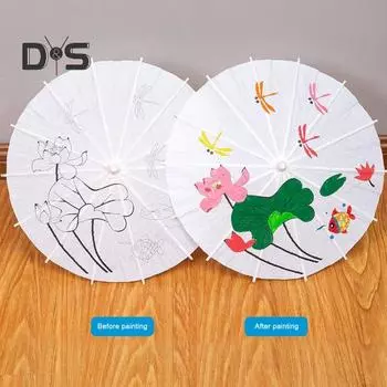30/40/60/84 см бумажный зонтик для самостоятельной росписи вручную в китайском стиле, декоративный зонтик из масляной бумаги с деревянной ручкой, детские раскраски, восточные поделки из зонтиков S