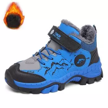 30-40 детские зимние большие модные уличные ботинки на липучках с бархатом теплые спортивные ботинки из хлопка зимние ботинки 30 оранжевый