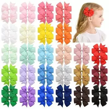 30/40pcs Baby Girls Hair Bows Clips Set Random Color 2.5 Grosgrain Ribbon Bowbot Hairpin Barrettes Headwear Hair Accessories