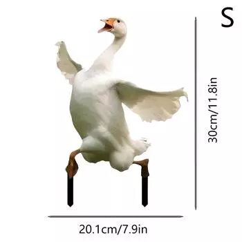 30*45 см Акриловый садовый колышек «Гусь» Милая статуэтка гуся Садовые украшения Украшение для газона и горшечных растений Украшение цветочного горшка S