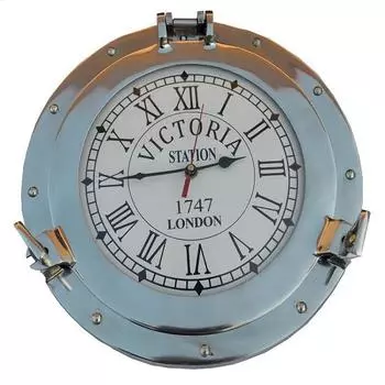 30,48 см Морской корабль Иллюминатор Аналоговые часы Алюминиевые Морские настенные часы Домашний декор Станция Виктория Лондон 1747 Часы