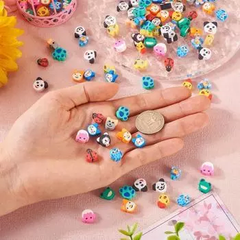 30/50/100 бусин из полимерной глины с изображением животных, собака, кошка, панда, лягушка, слон, обезьяна, бусины-разделители, ожерелье своими руками, браслет, брелок, изготовление украшений 30pcs