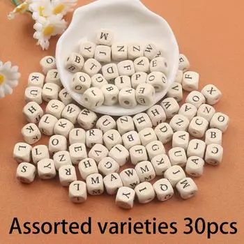 30/50/100 кубических деревянных бусин с квадратными буквами 10 мм, браслеты своими руками, ожерелья, серьги, поделки, пляжный отдых 30pcs