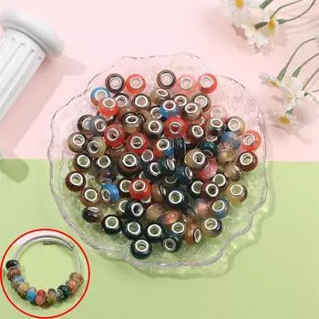 30/50/100 шт. 14 мм стеклянные европейские бусины с большим отверстием, прозрачные прокладки, свободные бусины для самостоятельного изготовления ювелирных изделий, поделок своими руками 30pcs