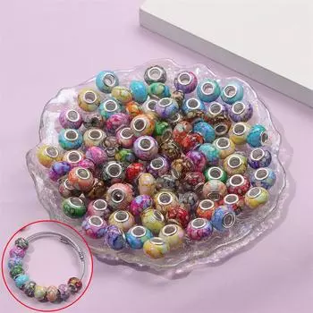 30/50/100 шт. Большие отверстия европейских цветных смоляных бусин Европейский кулон браслет ожерелье DIY браслет ожерелье ручка изготовление ювелирных изделий 30pcs