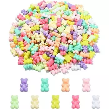 30/50/100 шт. Цветные бусины в виде мармеладных медведей, непрозрачные бусины в виде медведей, акриловые имитации бусины в виде конфетных медведей для изготовления ювелирных изделий, браслетов, ожерелий оптом 30pcs