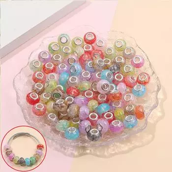 30/50/100 шт. европейских бусин-разделителей с большими отверстиями из смолы, декоративные бусины в стиле чернил, подвесные бусины, изготовление ожерелий, браслетов и украшений своими руками 30pcs разноцветный