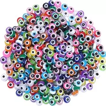 30/50/100 шт. плоские круглые бусины от сглаза, бусины ручной работы из смолы, бусины-лэмпворк, 8 мм, подвески, разделительные бусины для браслетов, ожерелий, ювелирных изделий, рукоделия 30pcs