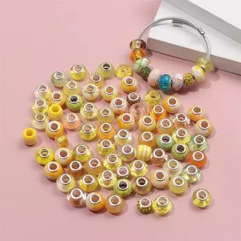 30/50/100 шт. Различные европейские бусины-разделители из макропористой смолы, желтые светло-цветные бусины, бусины для рукоделия, изготовление браслетов своими руками 30pcs жёлтый
