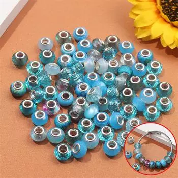 30/50/100 шт. смоляная европейская бусина с большим отверстием, бусина-разделитель, бусина-шарм, бусина для рукоделия, браслет, изготовление ювелирных изделий своими руками 30pcs небесно-голубой