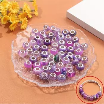 30/50/100 шт. смоляных бусин в европейском стиле с большими отверстиями, 14 мм, декоративные бусины, европейские бусины-ручки, разделительные бусины, сделай сам, изготовление браслетов, ювелирных изделий 30pcs фиолетовый