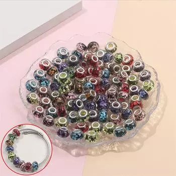 30/50/100 шт. Узор в европейском стиле Бусины с большими отверстиями из смолы Декоративные бусины с промежутками Ламповые бусины Бусины-ручки DIY Браслет Ожерелье Ювелирные изделия Ремесло Отверстия 30pcs