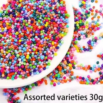 30/50/100g Bohemian vacation style random mixed color acrylic rice beads DIY bracelet necklace earrings 30g разноцветный