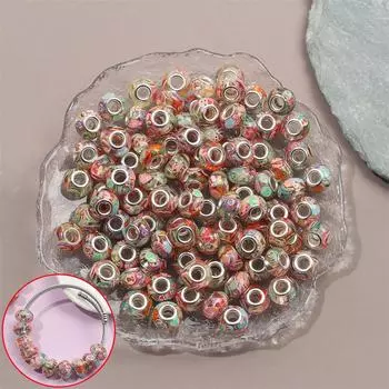 30/50/100pcs Resin Christmas Large Hole Bead Garden Bead European Craftsmanship Bead Spacer Bead DIY Jewelry Bracelet Necklace Earring Making 30pcs разноцветный