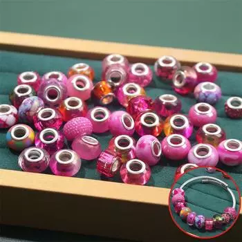 30/50/100pcs resin European craft large hole bead rose red spacer bead - suitable for DIY keychains, necklaces, bracelets, and jewelry making 30pcs розы красного