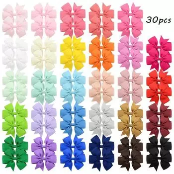 30/50/60 шт. Милые красочные 3-дюймовые бантики для волос из грогреновой ленты с зажимами для маленьких девочек, бутик-заколки, головные уборы, детские аксессуары для волос