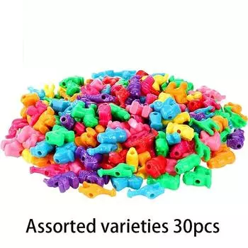 30/50/70 шт. бусины в виде наземных животных, сладкие макароны, цветные слоны, жирафы, львы, разноцветные аксессуары, бусины Assorted varieties 30pcs