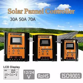 30/50/70A MPPT контроллер солнечного заряда 12/24 В панельный регулятор аккумулятора Dual USB 30A
