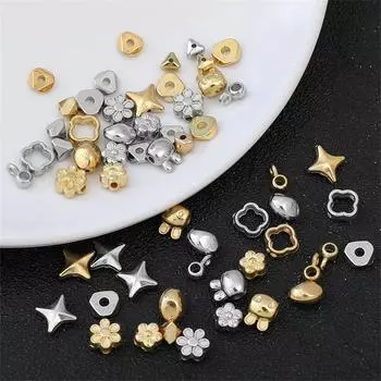 30-50 шт. позолоченные/родиевые бусины CCB, свободные бусины со звездами и цветами для браслета, ожерелья, бусины для изготовления ювелирных изделий своими руками 4x7mm 50pcs