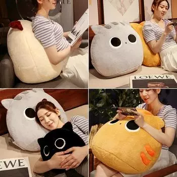 30/50 см мягкая плюшевая подушка в виде котенка, милая мультяшная кошка, куклы, игрушки, кавайный белый черный кот, подарок для детей, девочек 30cm