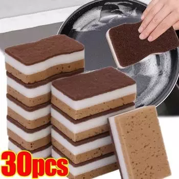 30/5 шт. двухсторонние утолщенные губки из песчаного волокна с морскими водорослями для мытья посуды кухонные салфетки для чистки волшебные чистящие салфетки 5PCS