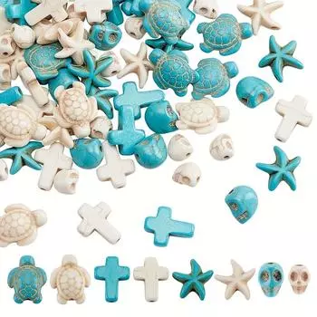 30/60/120 шт. Декоративные бусины из камня, бусины-разделители в виде морских животных, бусины в виде морских звезд, бусины в виде черепах, бусины-кресты для браслетов, изготовление украшений своими руками Assorted varieties 30pcs