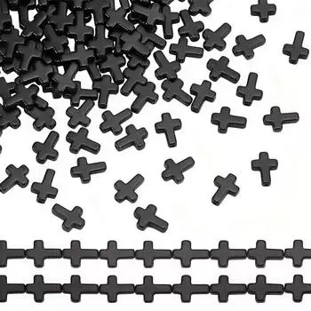 30/60/120 шт. Каменные крестообразные бусины, черные крестообразные бусины, крестообразные каменные бусины, браслет, серьги, сделай сам, изготовление ювелирных изделий 30pcs чёрный