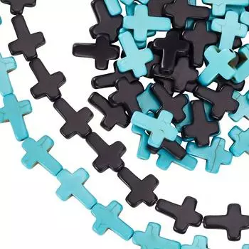 30/60/120 шт. Каменный материал, крестообразные бусины, черный, синий, случайный цвет, крестообразные каменные бусины, ожерелье, браслет, ювелирные изделия, процесс производства Random Color 30pcs