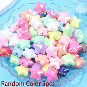 30/60/90 шт. акриловый материал смешанного цвета с УФ-покрытием, звездные бусины с интервалом цветов, летние пляжные браслеты на лодыжку, серьги, брелок 5pcs разноцветный