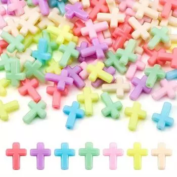 30/60/90 шт. непрозрачных акриловых бусин-крестиков карамельного цвета, подушечки для свободных бусин, используются для самостоятельного изготовления ожерелий, браслетов и украшений 30pcs