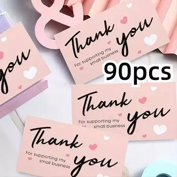 30/60 шт./упак. Розовая открытка с благодарностью за поддержку, украшение для делового пакета, визитная карточка «Великолепное спасибо», сделанная вручную с любовью 30pcs
