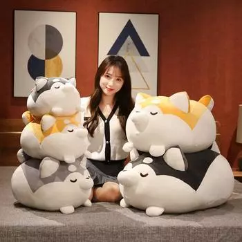 30-70 см кавайные плюшевые игрушки «Хаски», милые плюшевые подушки с толстыми животными, мягкие куклы, подушка для сна, хороший подарок на день рождения для девочек 30cm серый